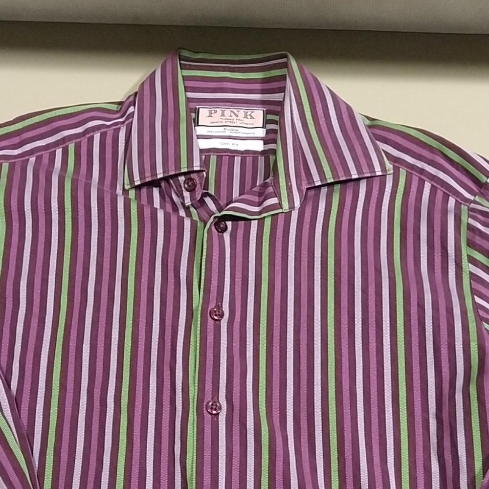 Thomas pink slim fit 151/2 neck 100% cotton